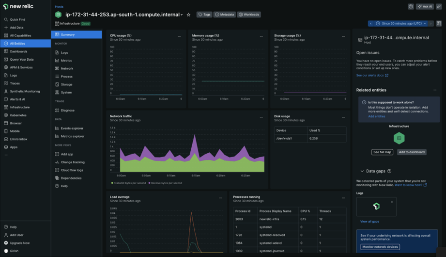 New Relic Dashboard